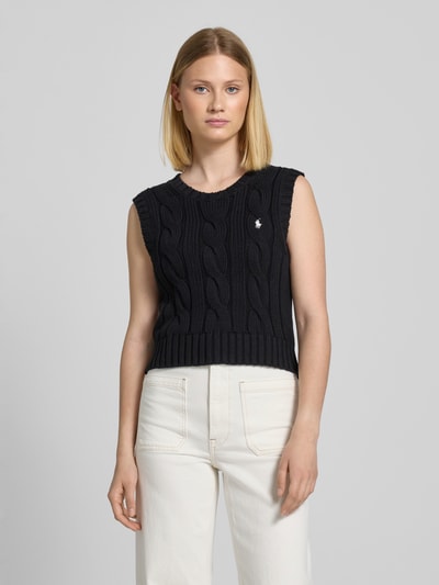 Polo Ralph Lauren Spencer met kabelpatroon en logostitching Zwart - 4