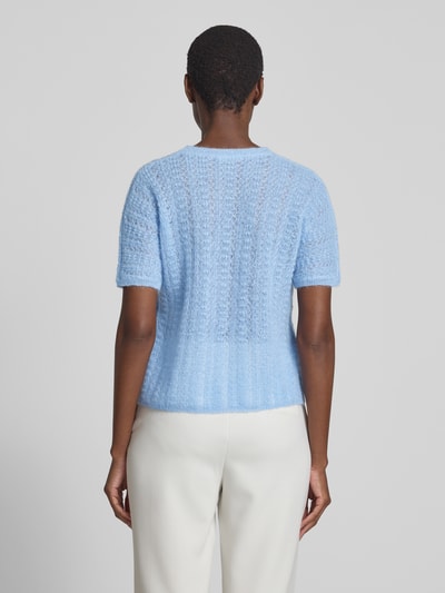 Max Mara Studio Boxy fit gebreide pullover van mohairmix, model 'TERZO' Lichtblauw - 5