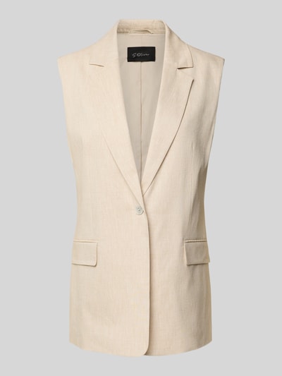 s.Oliver BLACK LABEL Relaxed fit gilet van katoenmix met linnen Zand - 1