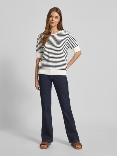 FREE/QUENT Gebreid shirt met ronde hals, model 'Dodo' Offwhite - 1