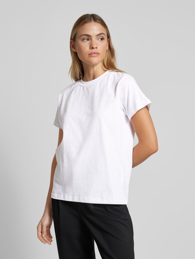 My Essential Wardrobe T-Shirt mit geripptem Rundhalsausschnitt Offwhite 4