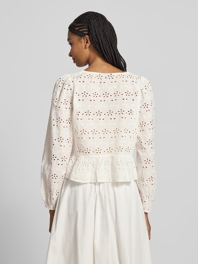 Pieces Relaxed Fit Langarmbluse aus reiner Baumwolle Modell 'FARMORINE' Offwhite 5