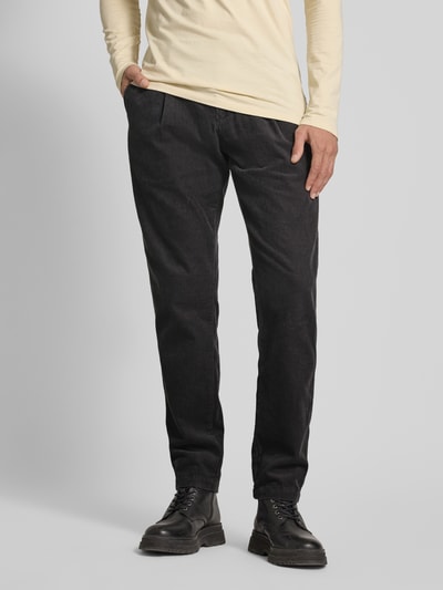 Marc O'Polo Tapered fit corduroy broek van puur katoen, model 'OSBY PLEATS' Antraciet - 4