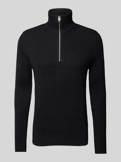 Jack & Jones Strickpullover mit Troyer-Kragen Modell 'PERFECT' Black 2