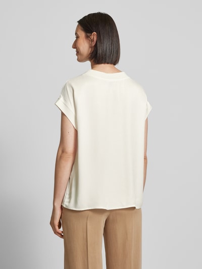 MORE & MORE Top bluzkowy o kroju relaxed fit z dekoltem w serek Złamany biały 5