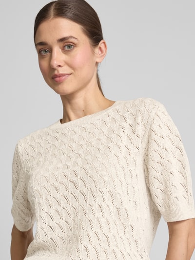 MOS MOSH Gebreide pullover met 1/2-mouwen, model 'KARIN' Zand gemêleerd - 3