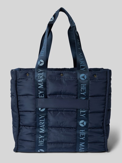 Hey Marly Shopper met doorgestikte naden en labeldetails, model 'Best Buddy' Donkerblauw - 4