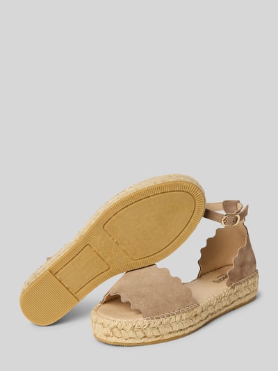 Espadrij Sandalen van leer met doornsluiting, model 'LYON' Beige - 4