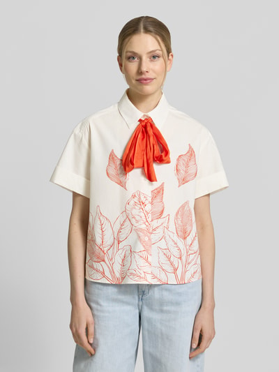 MOS MOSH Regular Fit Schluppenbluse mit Motiv-Print Modell 'Saras' Offwhite 4