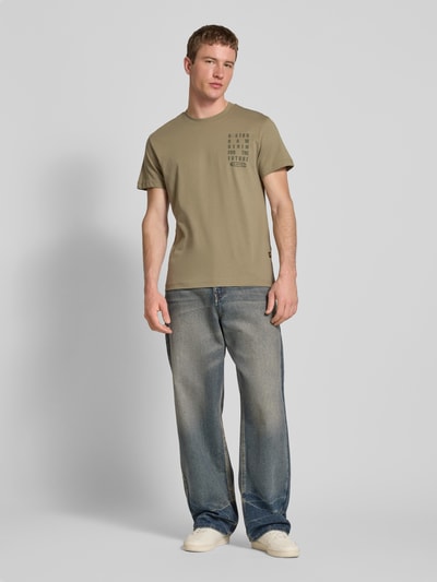 G-Star Raw T-Shirt mit Label-Print Oliv 1