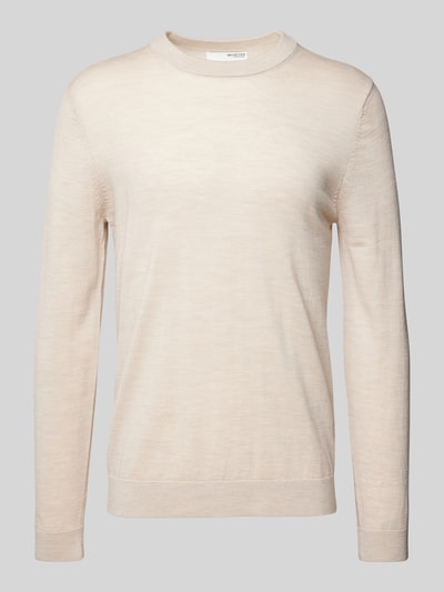 SELECTED HOMME Strickpullover mit gerippten Abschlüssen Modell 'TRAY' Sand Melange 2