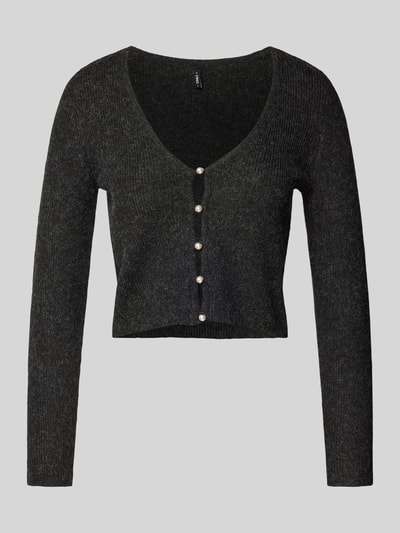 Only Cropped Strickjacke mit Perlenknöpfen Modell 'RICA' Black 1