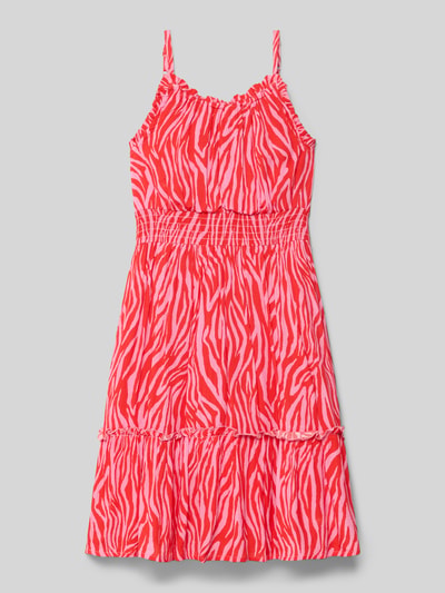 Productfoto, kinderen jurk van DANAMADE, zuiver viscose, A-lijn, all-over look, spaghettibandjes, ruglengte maat 140: 69 cm
