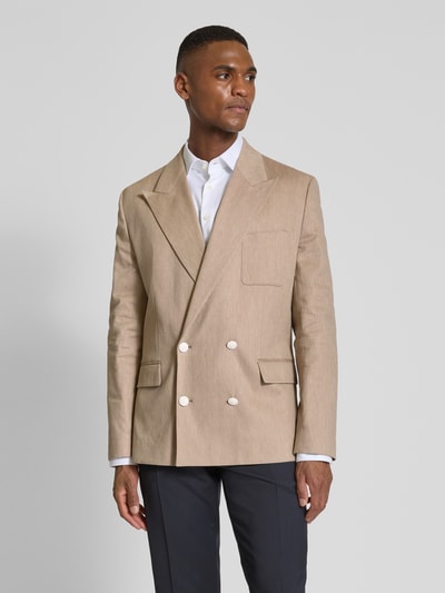 HUGO Regular Fit Sakko aus  Baumwoll-Mix mit Leinen-Anteil Modell 'Kris' Beige 4