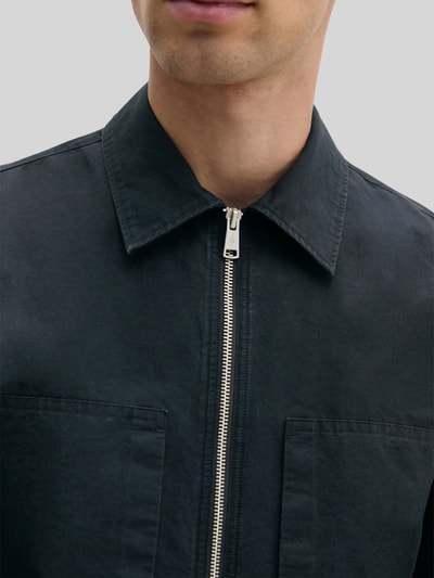 Marc O'Polo Regular Fit Hemdjacke aus Baumwoll-Leinen-Mix Marine 3