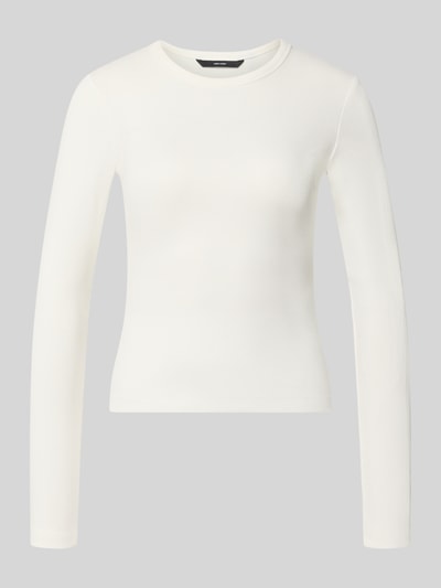 Produktfoto, biała bluzka z długim rękawem Slim Fit Langarmshirt aus Baumwoll-Mix Modell 'CHLOE' von VERO MODA, damska bluzka z długim rękawem