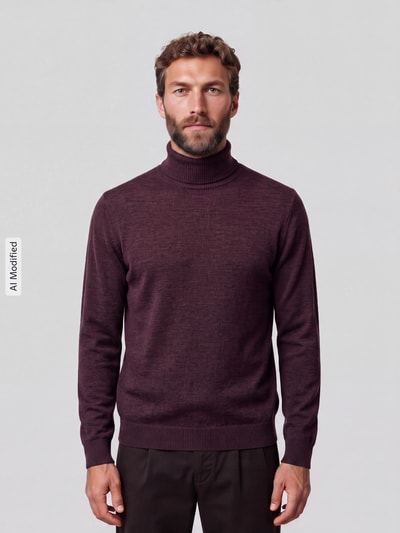 Jake*s Studio Men Regular Fit Rollkragenpullover aus reiner Wolle Modell 'MIKO' Bordeaux 4