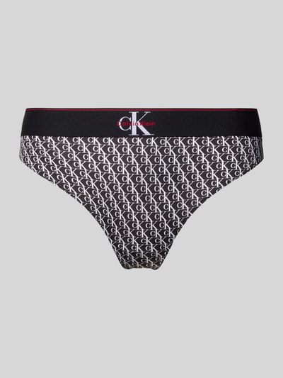 Calvin Klein Underwear String met logopatroon Zwart - 1