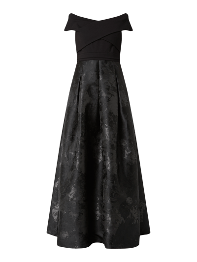 Christian Berg Cocktail Off Shoulder Abendkleid mit Rockteil aus Brokat Black 2