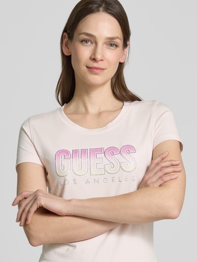 Guess T-Shirt mit Label-Print Rosa 3