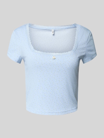 Only T-shirt o kroju regular fit z prążkowaniem model ‘LEMONE’ Jasnoniebieski 2