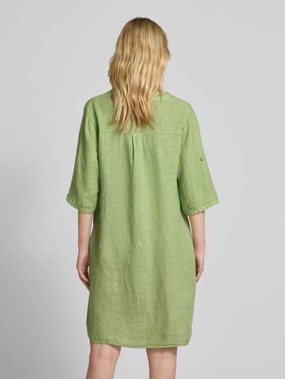 ZABAIONE Knielange linnen jurk met V-hals Lichtgroen - 5