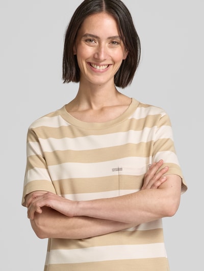monari T-shirt z kieszenią na piersi Beżowy 3
