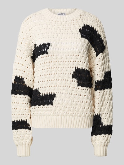 Jake*s Casual Sweter z dzianiny z prążkowanymi wykończeniami Écru 2