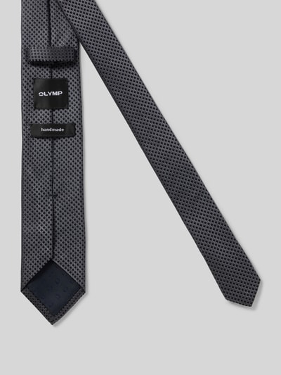 Produktfoto, Seidenkrawatte aus reiner Seide (6,5 cm) von OLYMP, grau mit Allover-Stitching, spitz zulaufend, feine Textur, 6 cm Breite