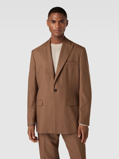 SELECTED HOMME Marynarka zapinana na jeden guzik z brustaszą model ‘SKYE’ Camel 4