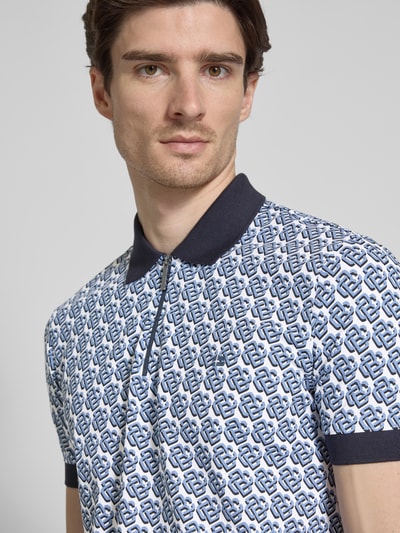 Christian Berg Men Koszulka polo z krótkim zamkiem błyskawicznym Jeansowy niebieski 3