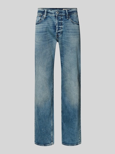 Produktfoto, Slim Tapered Fit Jeans mit Eingrifftaschen Modell 'Streem' von G-Star Raw aus Reine Baumwolle, blaue Waschung, Herren Jeans, Bundweite 44 cm, Innenbeinlänge 80 cm, klare Struktur, Used-Look