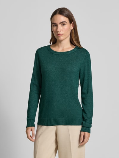 Vila Gebreide pullover met ronde hals, model 'Viril' Donkergroen - 4
