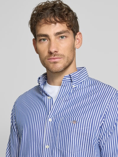 Gant Regular fit vrijetijdsoverhemd met streepmotief, model 'POPLIN' Blauw - 3