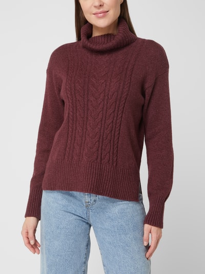 Tom Tailor Rollkragenpullover mit Zopfmuster  Bordeaux 4