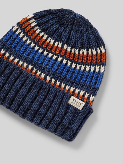 Barts Beanie met labeldetail, model 'TRAVVIS' Donkerblauw - 2