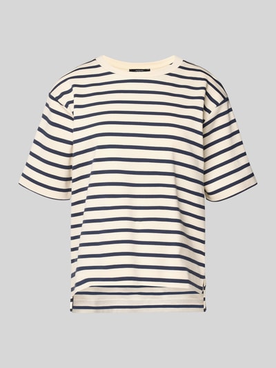 Produktfoto, Regular Fit T-Shirt aus reiner Baumwolle Modell 'MULTID' von Weekend Max Mara, efekt: jednolity kolor, krój regular fit, aplikacja: nadruk z logo, okrągły dekolt, rękaw: krótki rękaw, wykończenie: asymetryczny krój z bocznymi rozcięciami, drobne prążkowanie, 100% bawełna