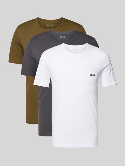 BOSS T-Shirt mit Label-Stitching Modell 'Classic' im 3er-Pack Oliv 1