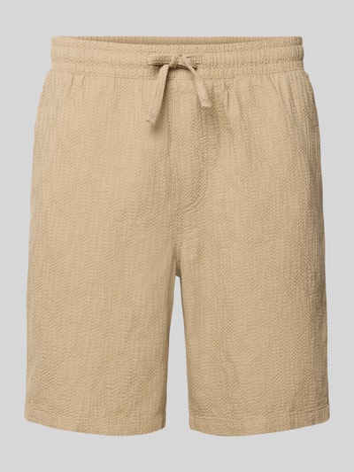 Produktfoto, Shorts mit Strukturmuster Modell 'JAIDEN' von Jack & Jones aus Material-Mix mit Baumwoll-Anteil in Beige, Regular-Fit, Nahaufnahme