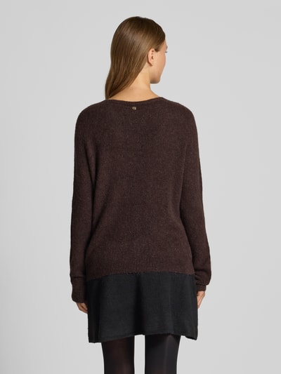 Rich & Royal Sweter z dzianiny z prążkowanymi wykończeniami Ciemnobrązowy 5