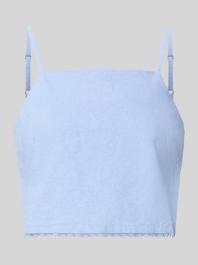 Produktfoto, Regular Fit Top mit Spitzenbesatz Modell 'Feoly' von American Vintage in Hellblau, reine Baumwolle, glatte Textur, Spaghettiträger.