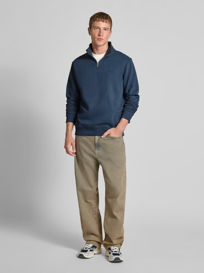 Superdry Sweatshirt mit Troyer-Kragen und Logo-Stitching Dunkelblau 1