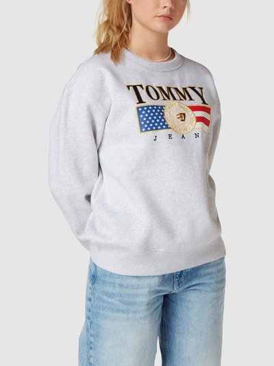 Tommy Jeans Sweatshirt mit Label-Stitching Hellgrau meliert 4