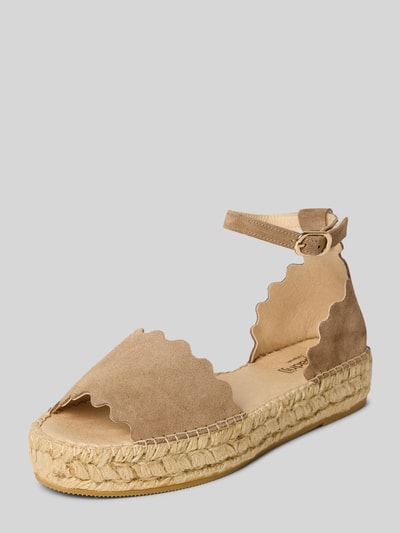 Espadrij Sandalen van leer met doornsluiting, model 'LYON' Beige - 1