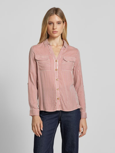 Vero Moda Overhemdblouse met knoopsluiting, model 'BUMPY' Roestrood - 4