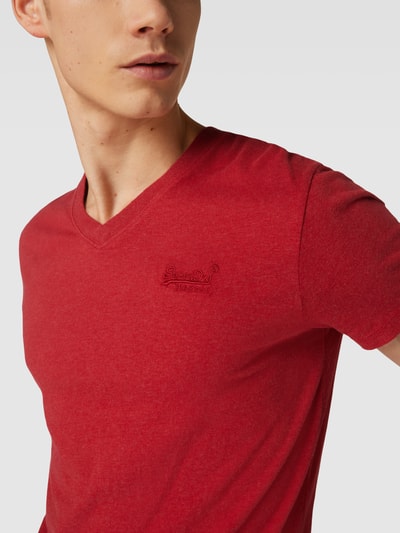 Superdry T-shirt met labelstitching Rood - 3