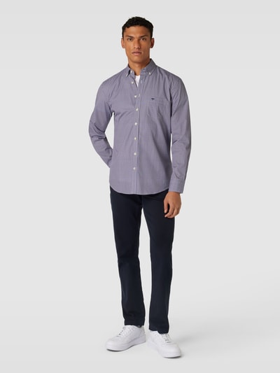 Fynch-Hatton Slim fit vrijetijdsoverhemd met button-downkraag Donkerblauw gemêleerd - 1