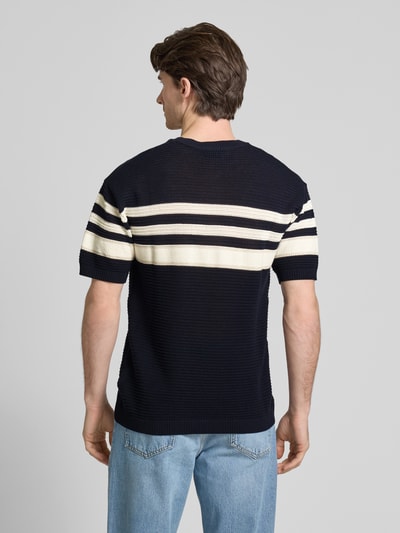 Strellson T-Shirt mit Lochstickerei Modell 'Ander' Dunkelblau 5