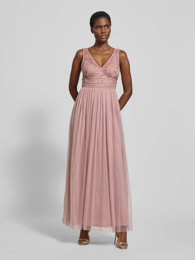 Lace & Beads Abendkleid mit Perlen- und Ziersteinbesatz Rose 4