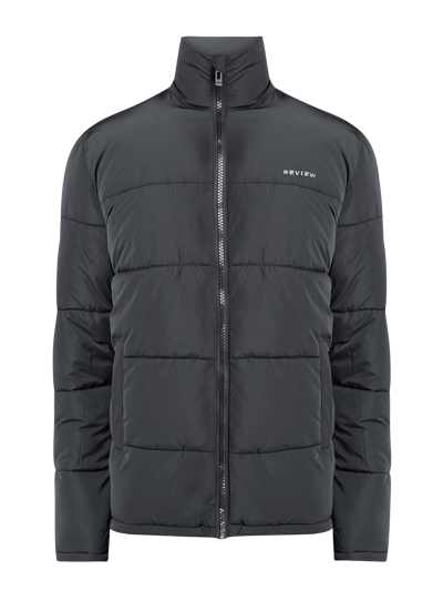 REVIEW Pikowana kurtka z regulowanym dołem — watowana  Czarny 2